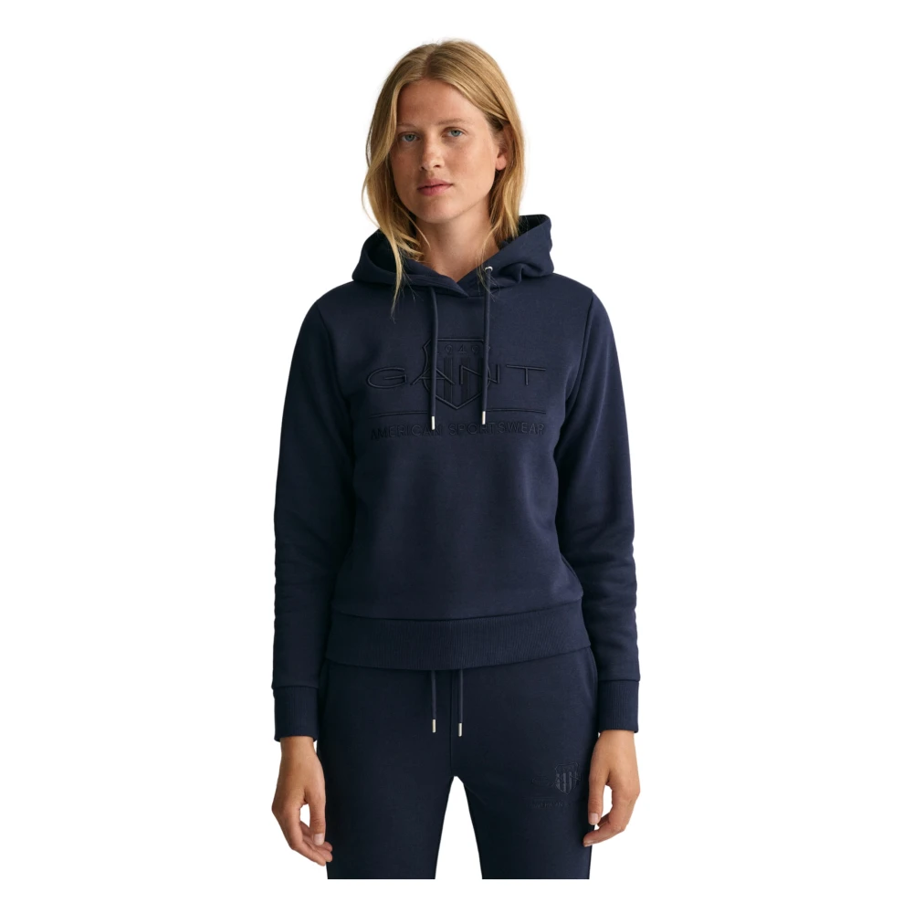 Gant Hoodie met Archief Schild Embleem Blue Dames