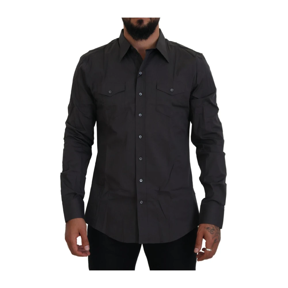 Dolce & Gabbana Sicilia Slim Fit Stretch Dress Shirt - Male - Casual Shirts - Gray - Xl - Shirts - Image 3