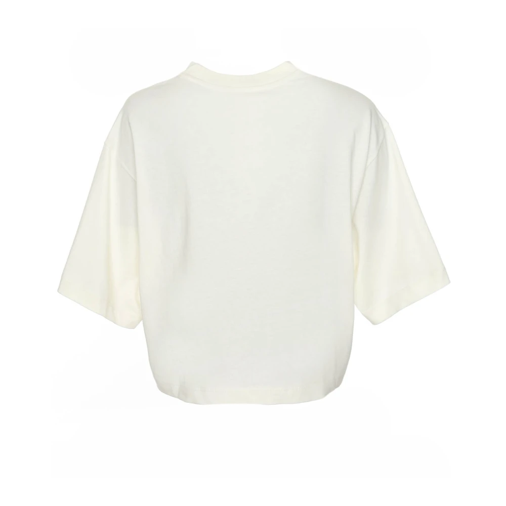 closed Cropped T-shirt met geribbelde halslijn Beige Dames
