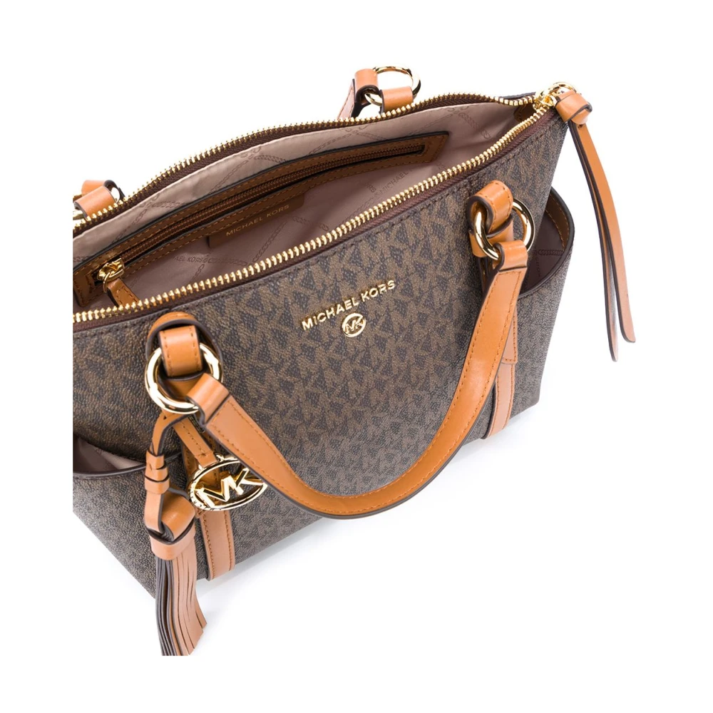 Michael Kors Bruin Leren Tote Tas met Logo Brown Dames