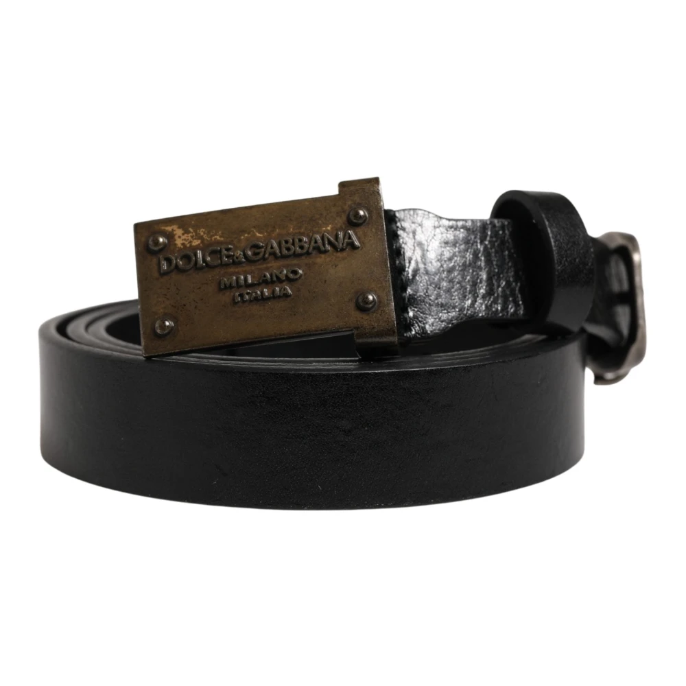 Dolce & Gabbana Mannelijk Zwart Klassieke Leren Riem Met Logo-Gesp
