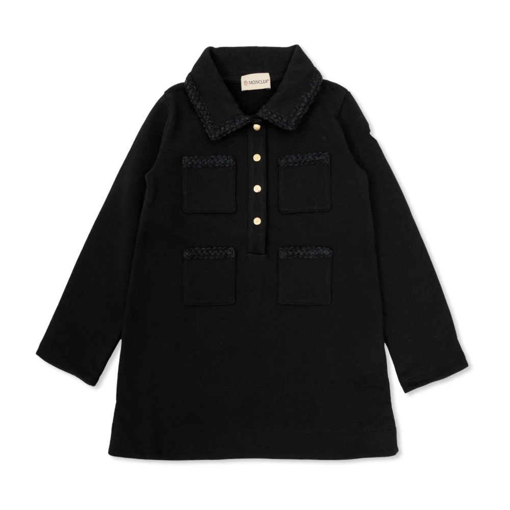 Moncler , Dresses, Female, Blue, 10 Y, Cotton Dress With Pockets