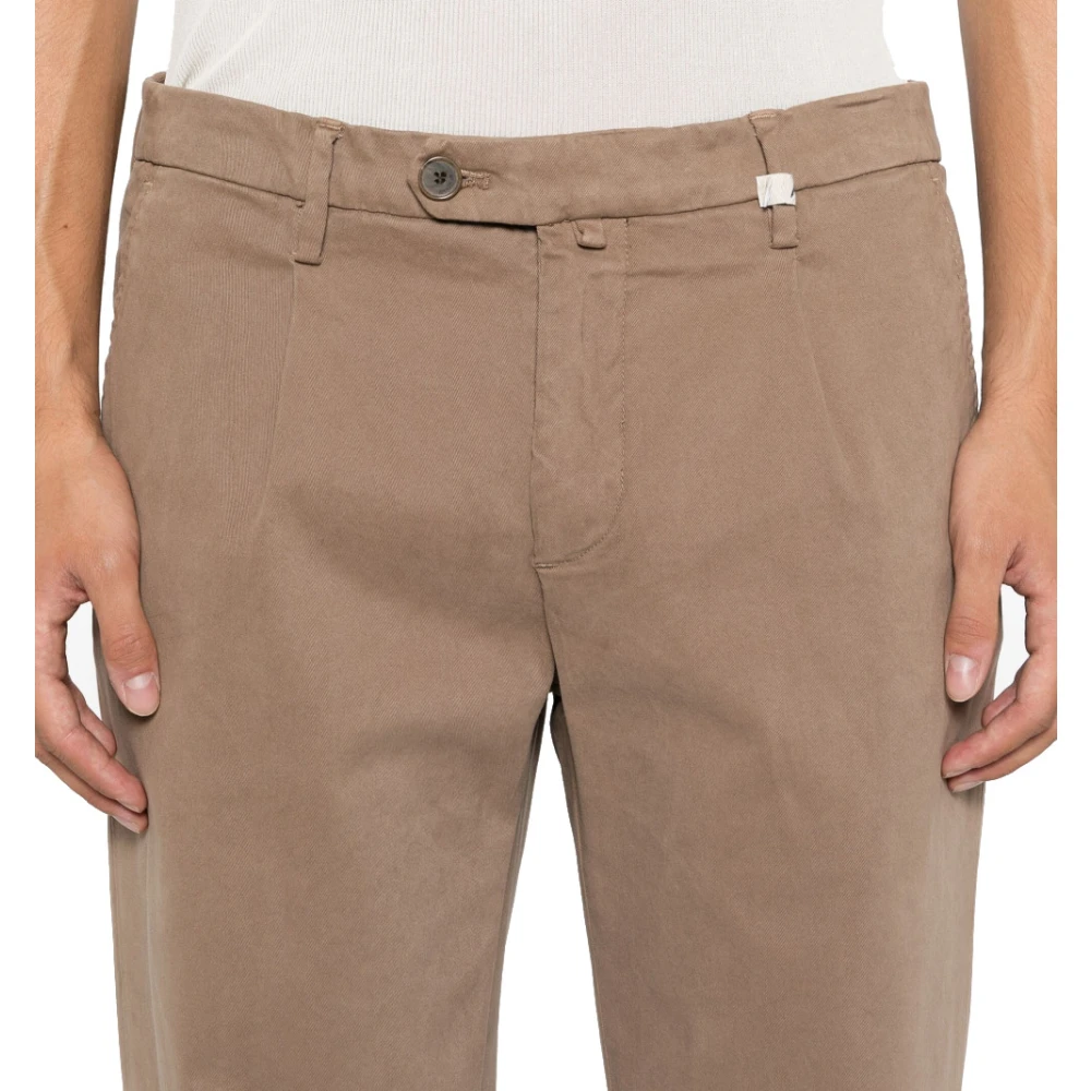 Myths Taupe Twill Broek met Rits Voorkant Brown Heren