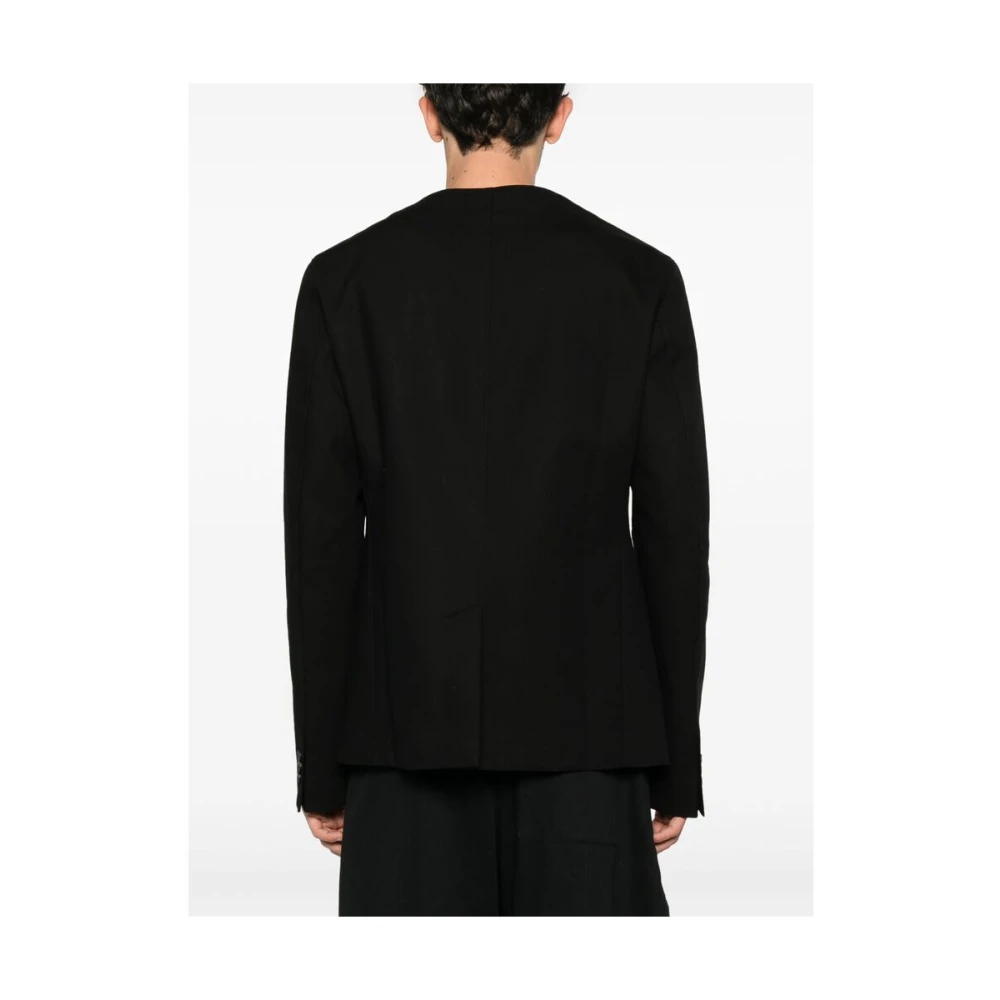 Jacquemus Zwarte double-breasted jas met zakken Black Heren