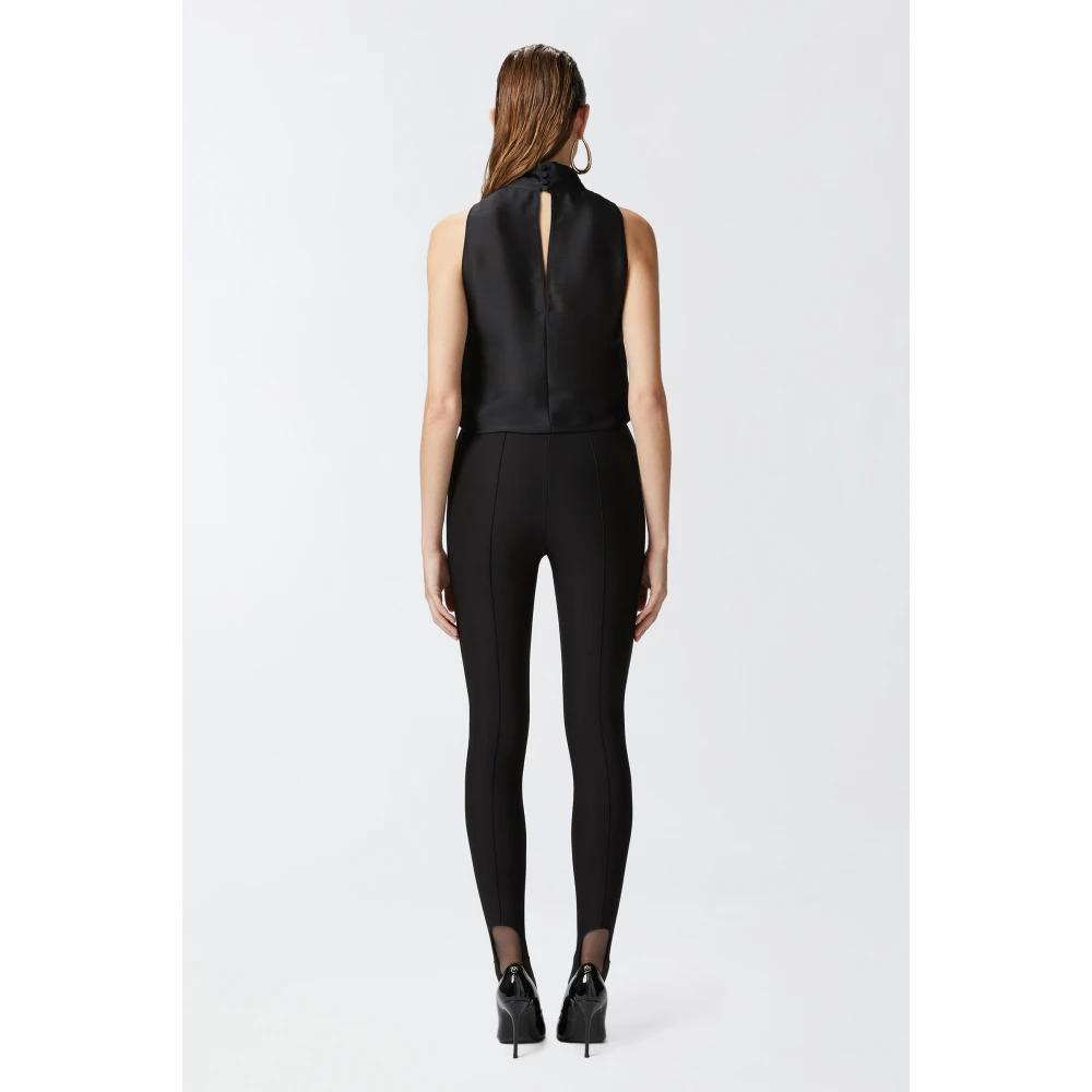pinko Satijnen Mouwloze Gedrapeerde Top Black Dames