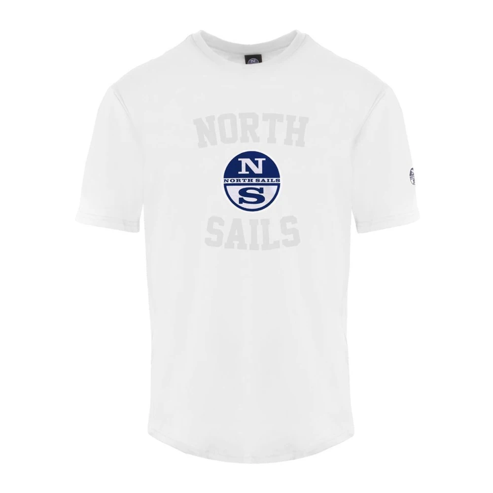 North Sails Vit Crewneck T-shirt med Front Print White, Herr