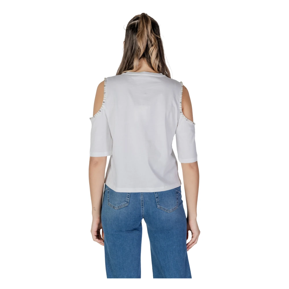 Liu Jo Korte mouw katoenen T-shirt collectie White Dames