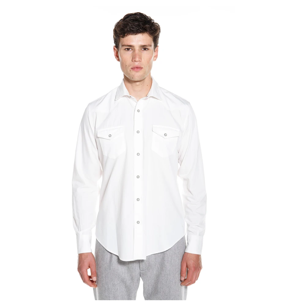 Eleventy Texas Overhemd Fw23 White Heren