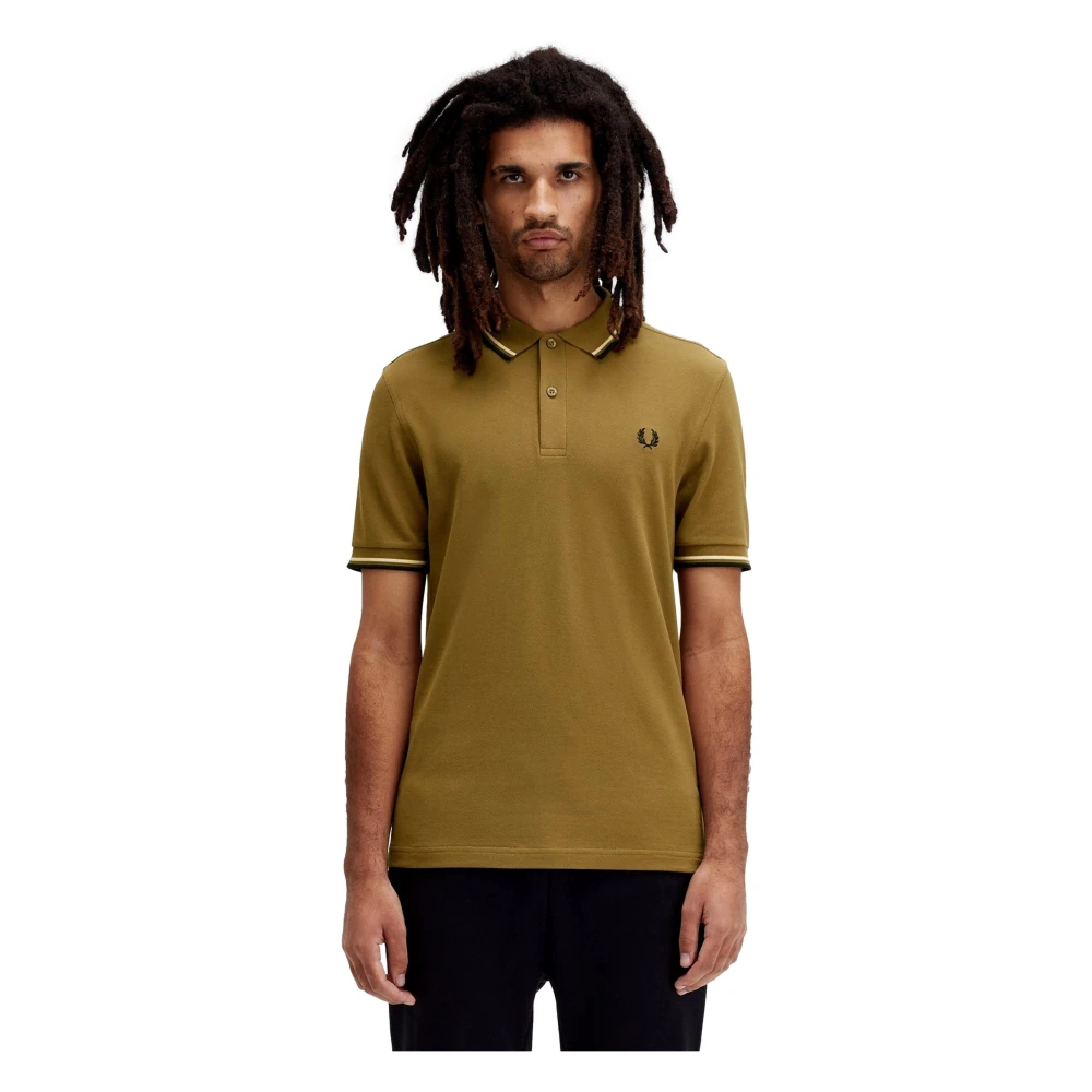 Fred Perry Twin Tipped Polo Shirt in Toast Green Heren