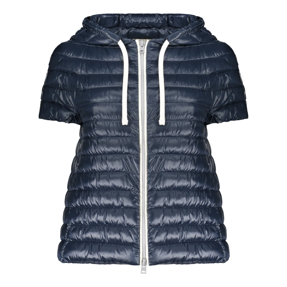 Herno Korte Mouw Gewatteerde Jas met Capuchon Blue Dames