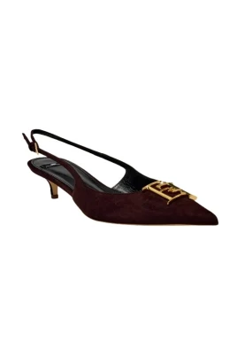 Suede Slingbacks med logodetalj