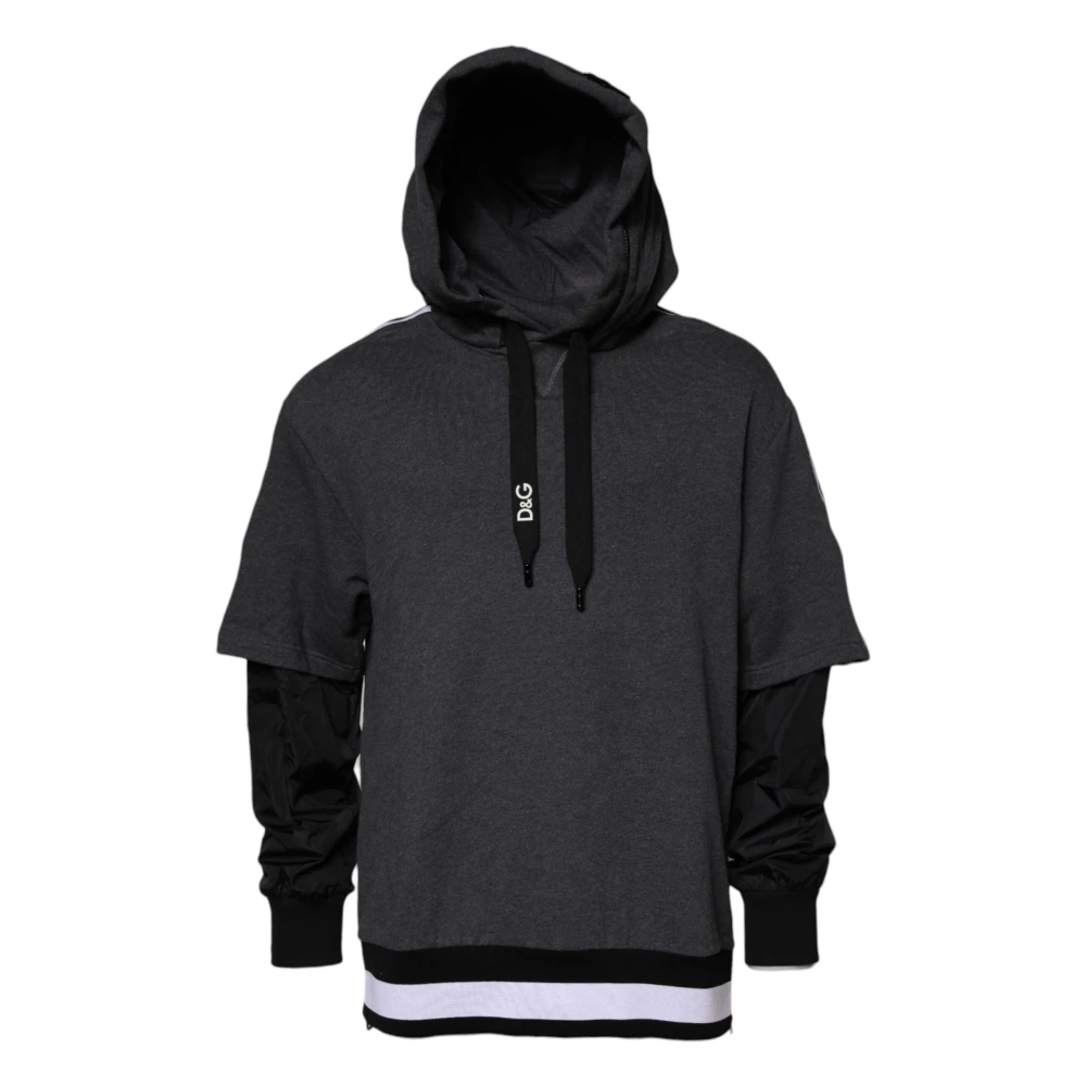 Dolce & Gabbana Men's Gray Logo Hooded Sweatshirt In