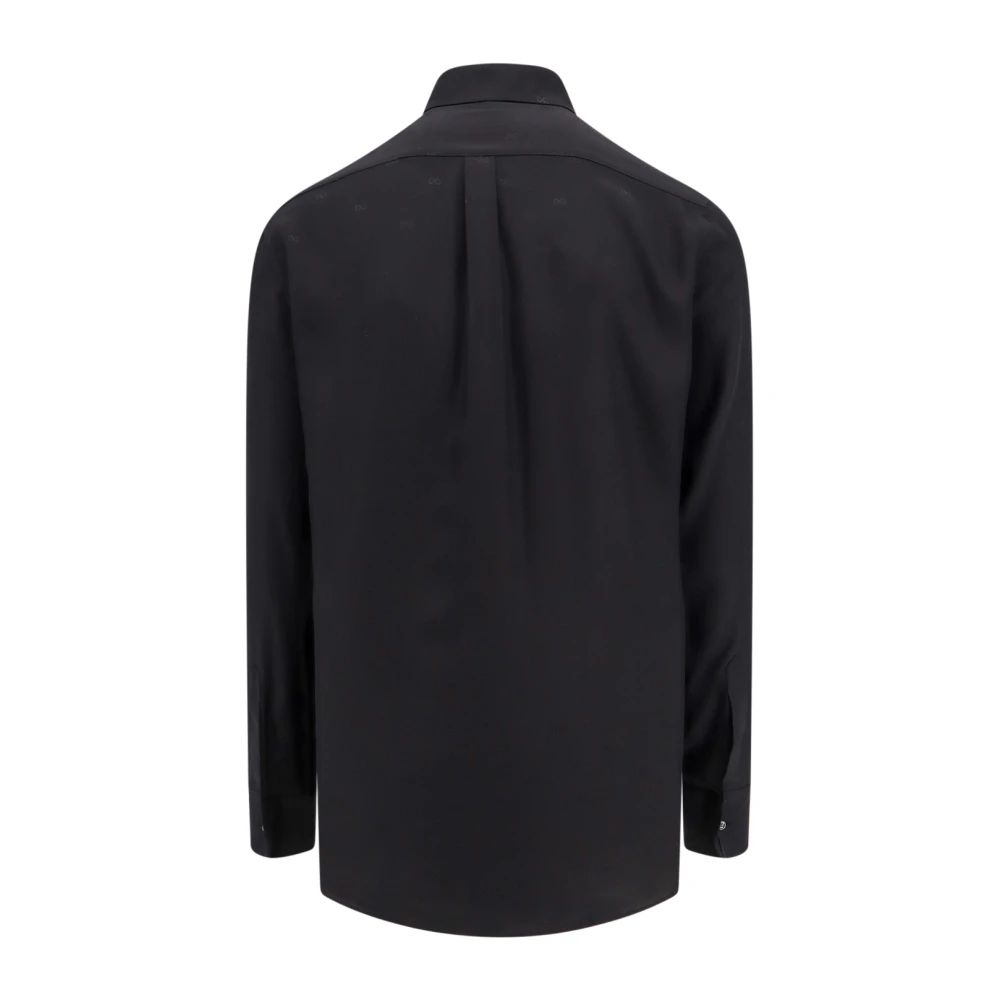 Dolce & Gabbana Zijden overhemd met monogram Black Heren