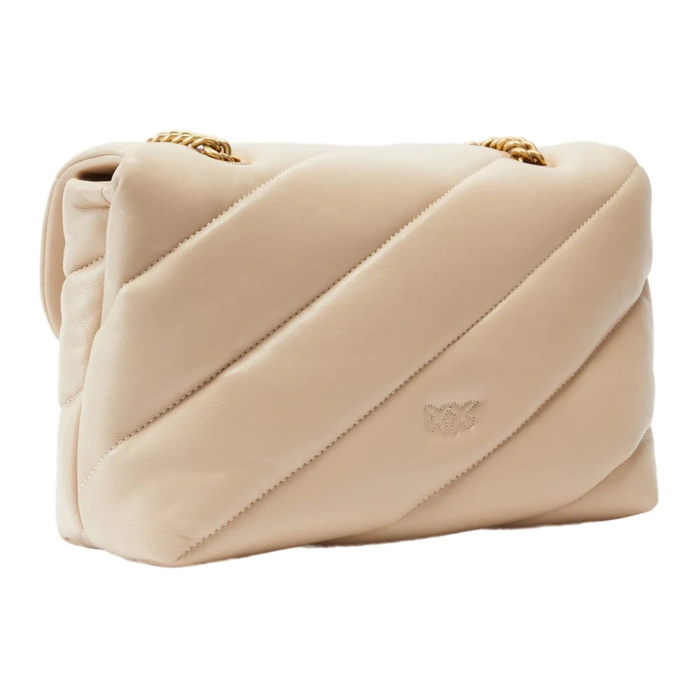pinko Leren schoudertas met modelnaam Beige Dames