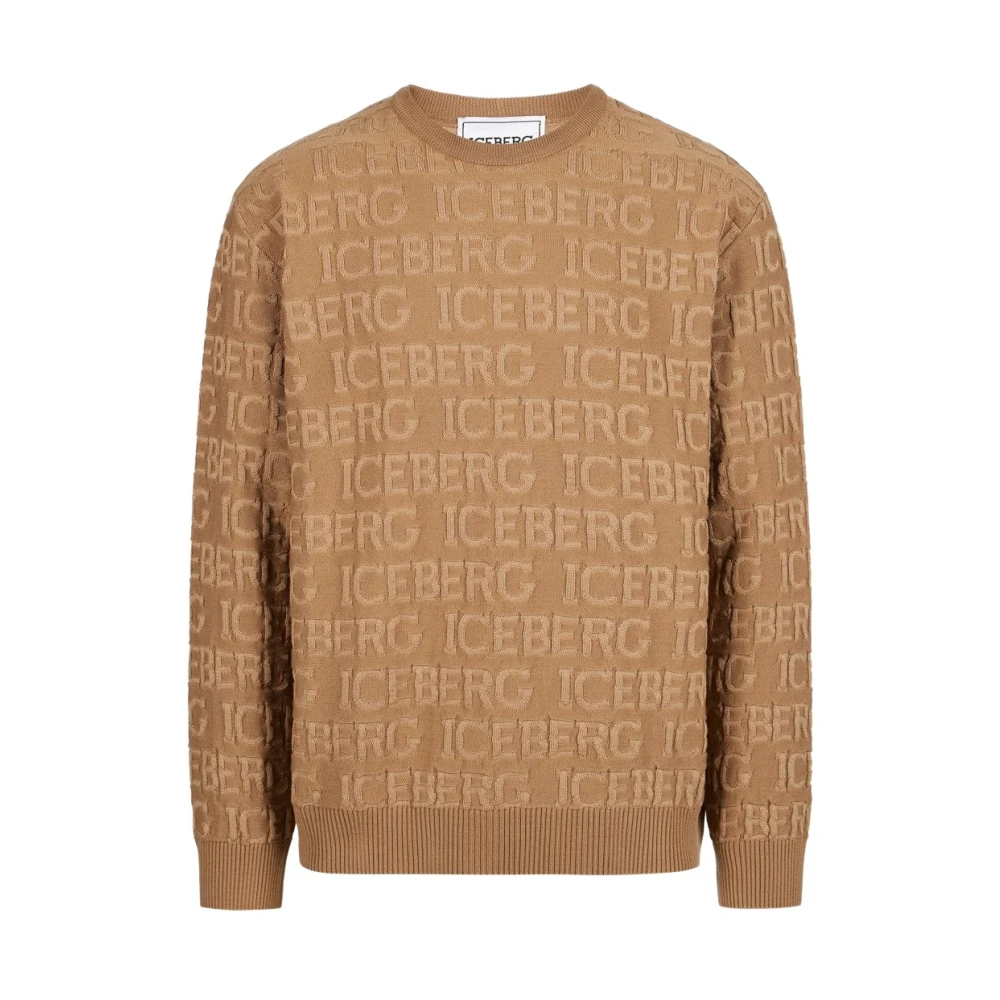 Iceberg Wollen trui met logo Brown Heren