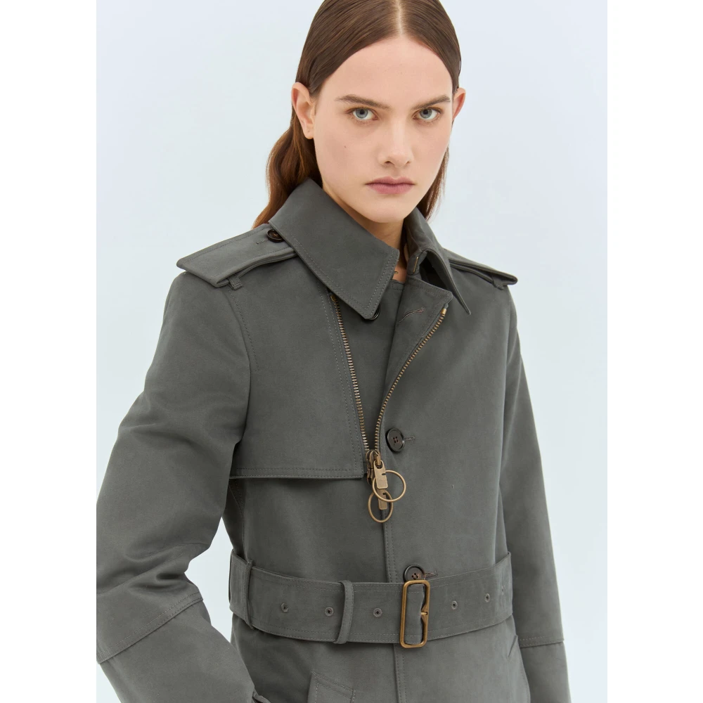 Burberry Geruite Gevoerde Trenchcoat Gray Dames