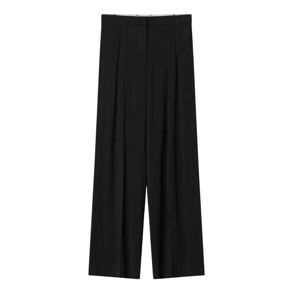 Day Birger Et Mikkelsen Black Sophisticated Viscose Twill Wide-Leg Trousers - Female - Wide Trousers - S - Trousers