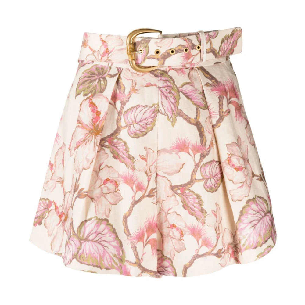 Zimmermann Koraal Hibiscus Bloemenprint Shorts Multicolor Dames