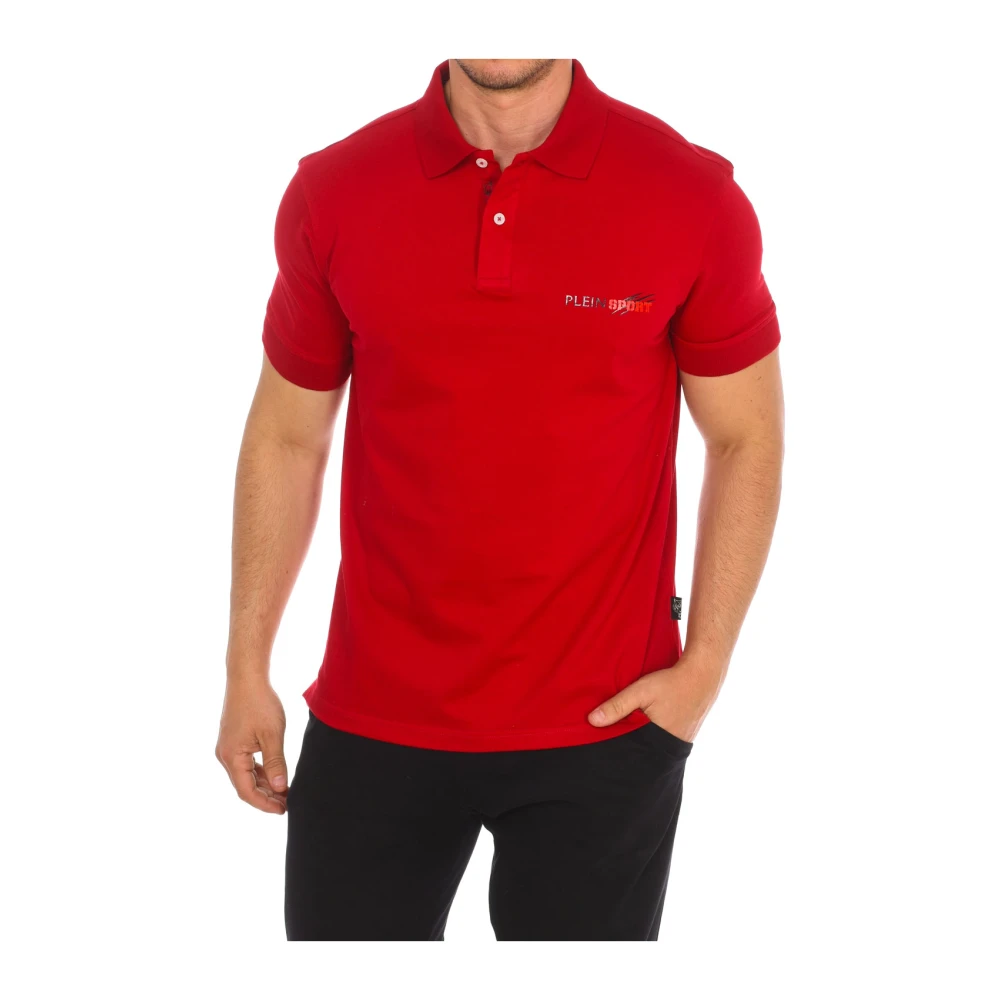 Plein Sport Men's Red Polo Shirts,, Short Sleeve Polo Shirt Medium
