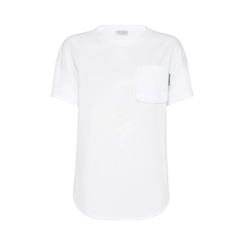 BRUNELLO CUCINELLI Wit Katoenen Crew-Neck T-Shirt White Dames