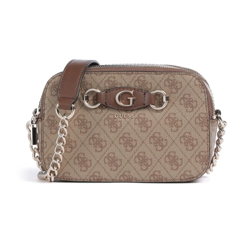 Guess Bruine Schoudertas met All-Over Logo Brown Dames