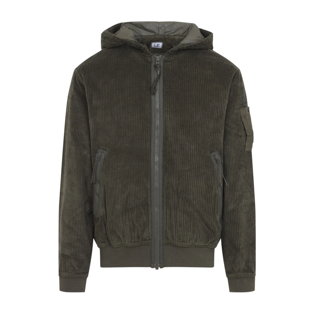 C.p. Company Uomo Verde - Felpa Full Zip In Velluto A Coste - Sweatshirts & Hoodies - L - Immagine 3