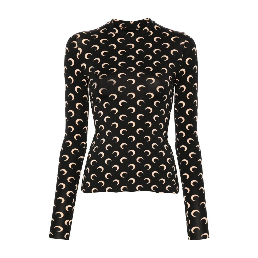 Marine Serre Bruine Topkleding met Eigentijdse Twist Black Dames