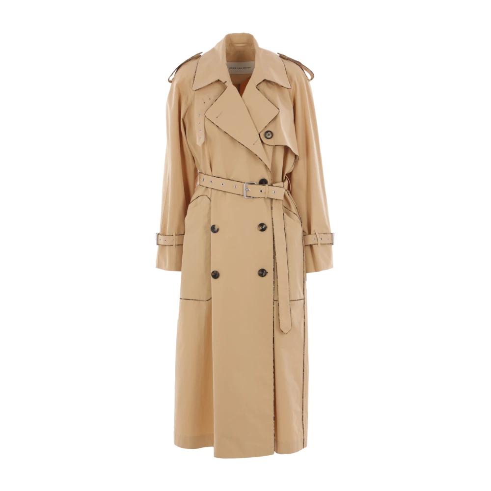 Dries Van Noten Beige Dubbelbreasted Trenchcoat Beige Dames