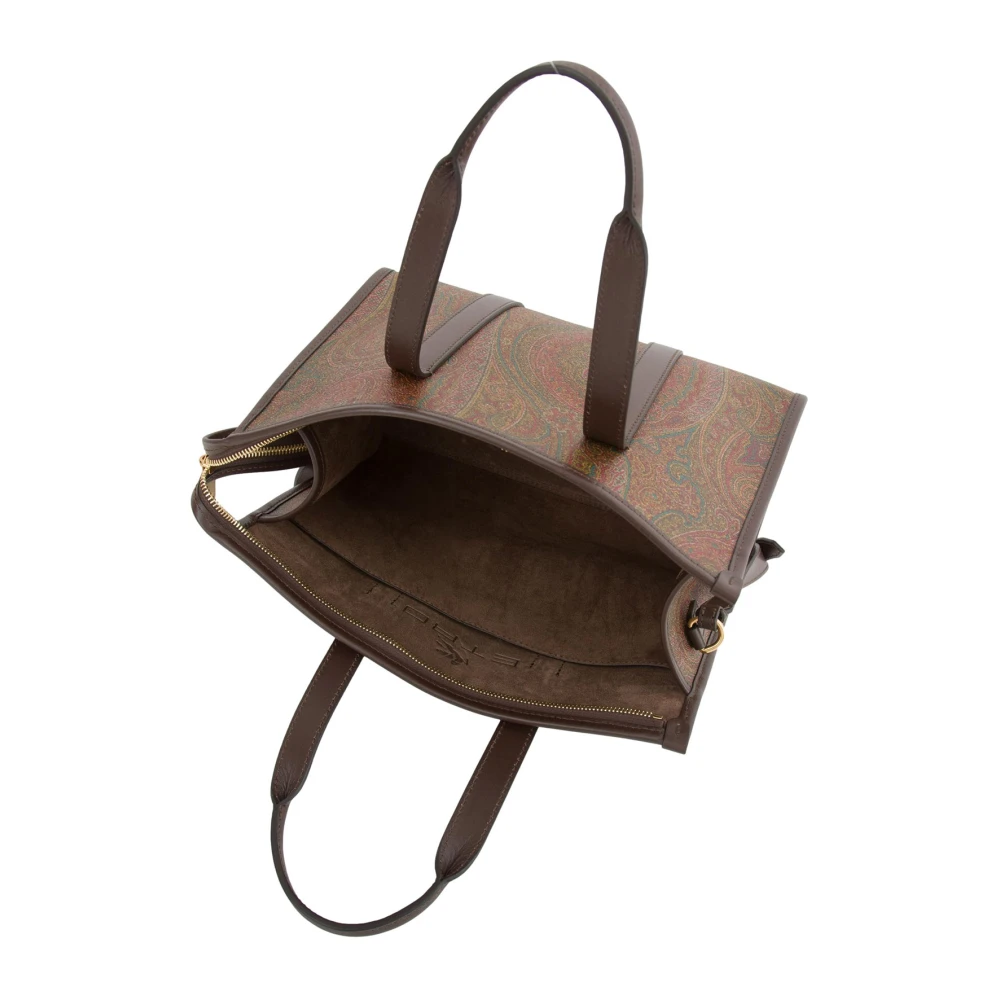 ETRO Fantasia Arnica Leren Top Handvat Tas Brown Dames