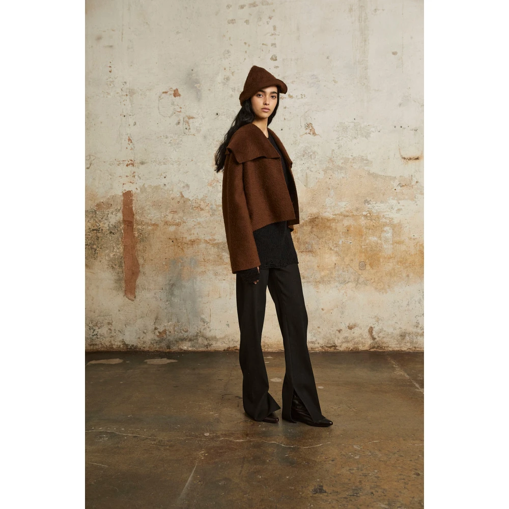 Cortana Sailor korte jas in babykameelwol Brown Dames