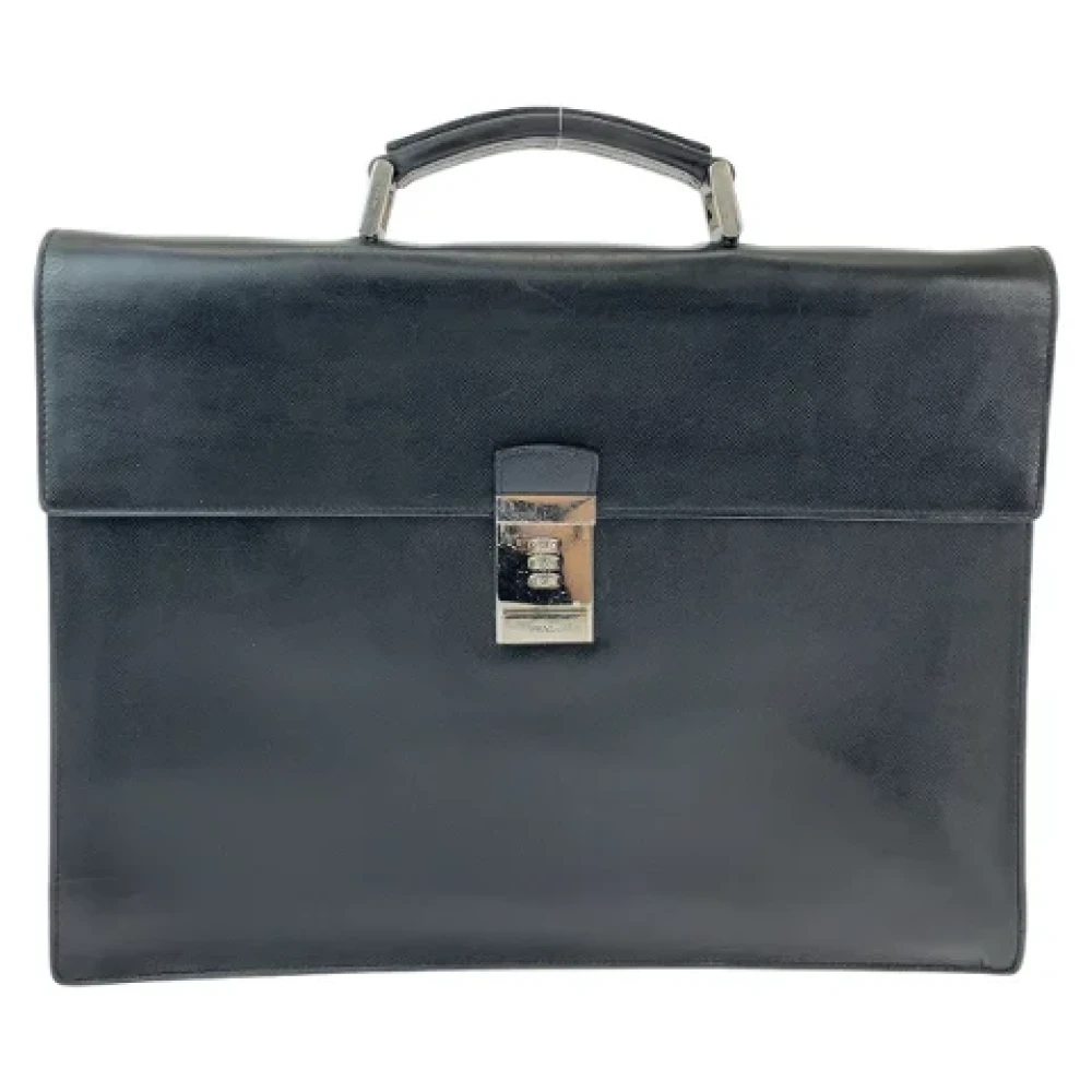 Prada Vintage Pre-owned Leather briefcases Black Dames