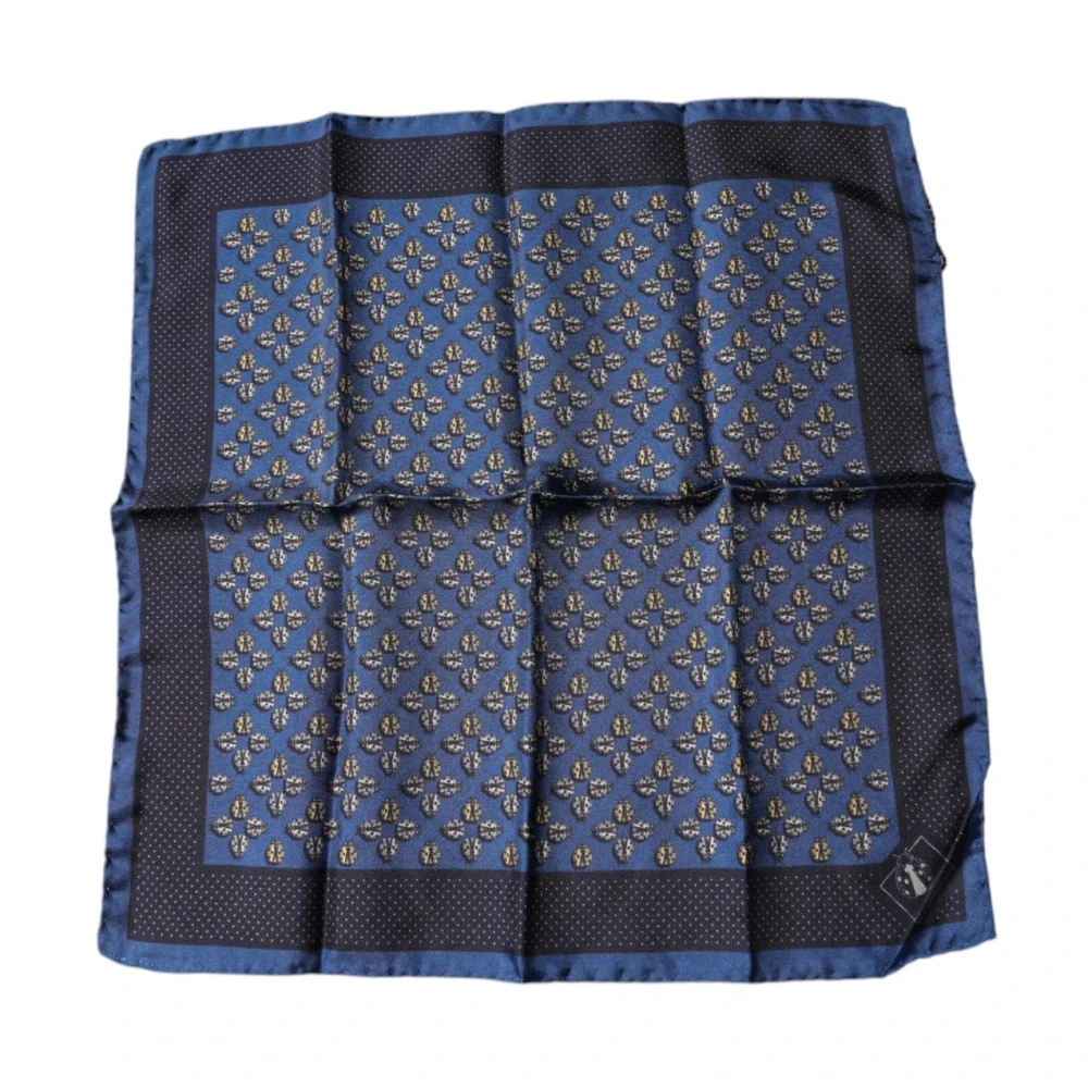 Dolce & Gabbana Men's Blue Luxury Silk Logo Handkerchief Scarf