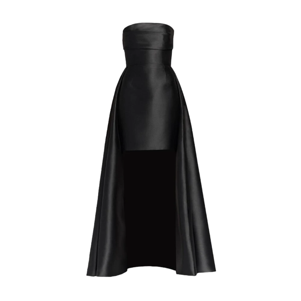 Solace London Elegante Lange Jurk Black Dames