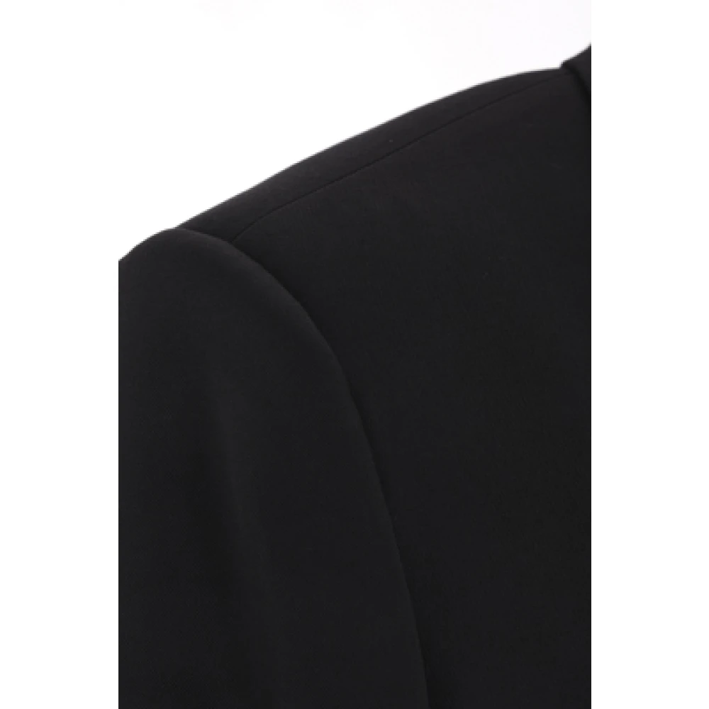 Bottega Veneta Zwarte wollen twill jas met klassieke revers en knoopsluiting Black Heren