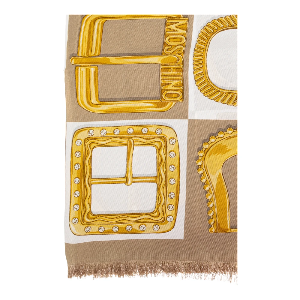 Moschino Zijden sjaal met print Yellow Unisex