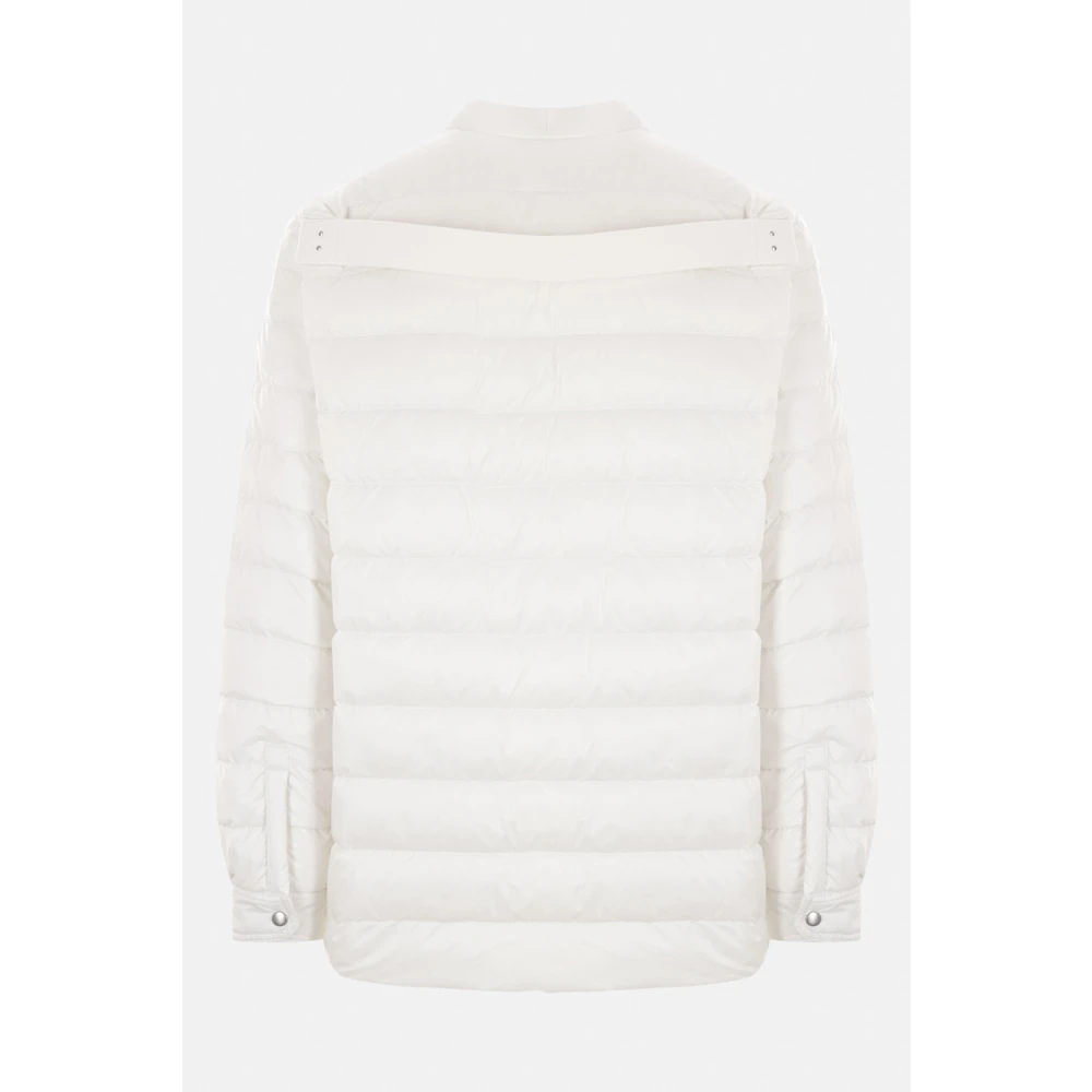 Moncler Witte Nylon V-hals Jas met Afneembare Capuchon White Heren