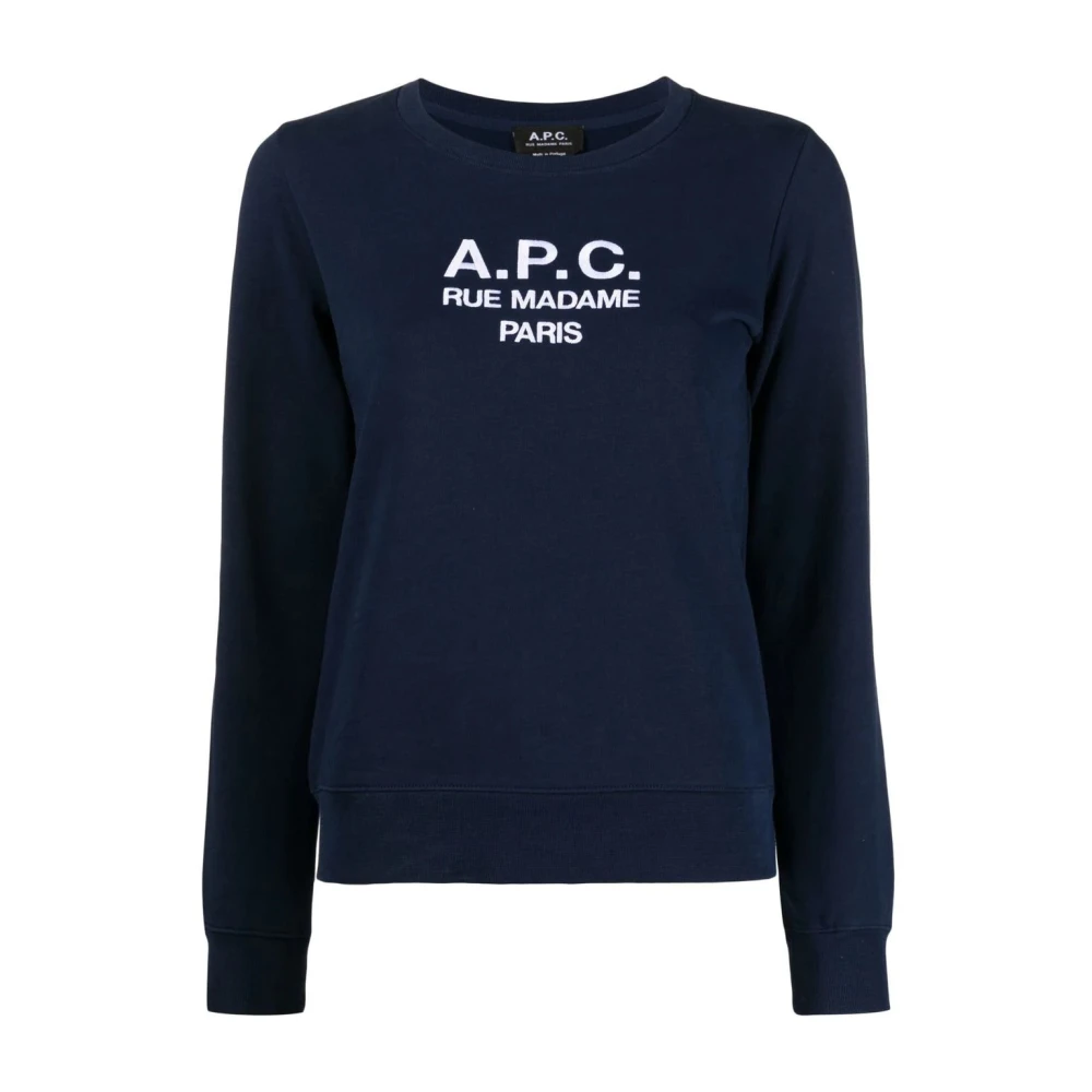 A.p.c. Geborduurd Logo Sweatshirt Blue Dames