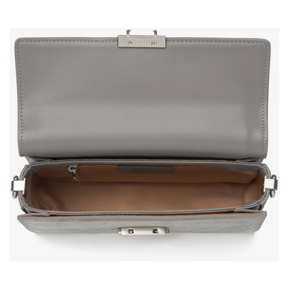 Estro Dames Kleine Grijze Tas gemaakt van Leer en Velours met Zilveren Details Gray Dames