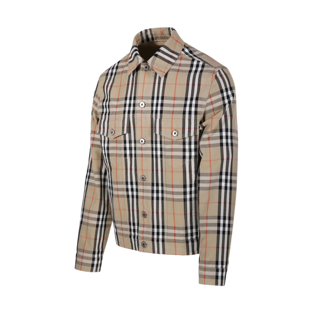 Burberry Geruite Jas Beige Heren