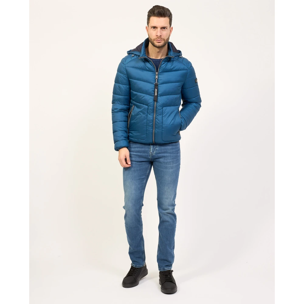 YES ZEE Heldere Blauwe Gewatteerde Hoodiejas Blue Heren