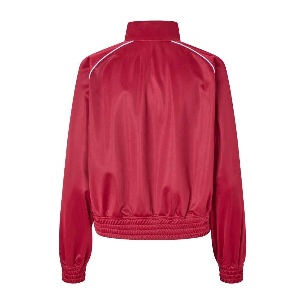 Cras Rode Cardigan met Rits en Piping Red Dames