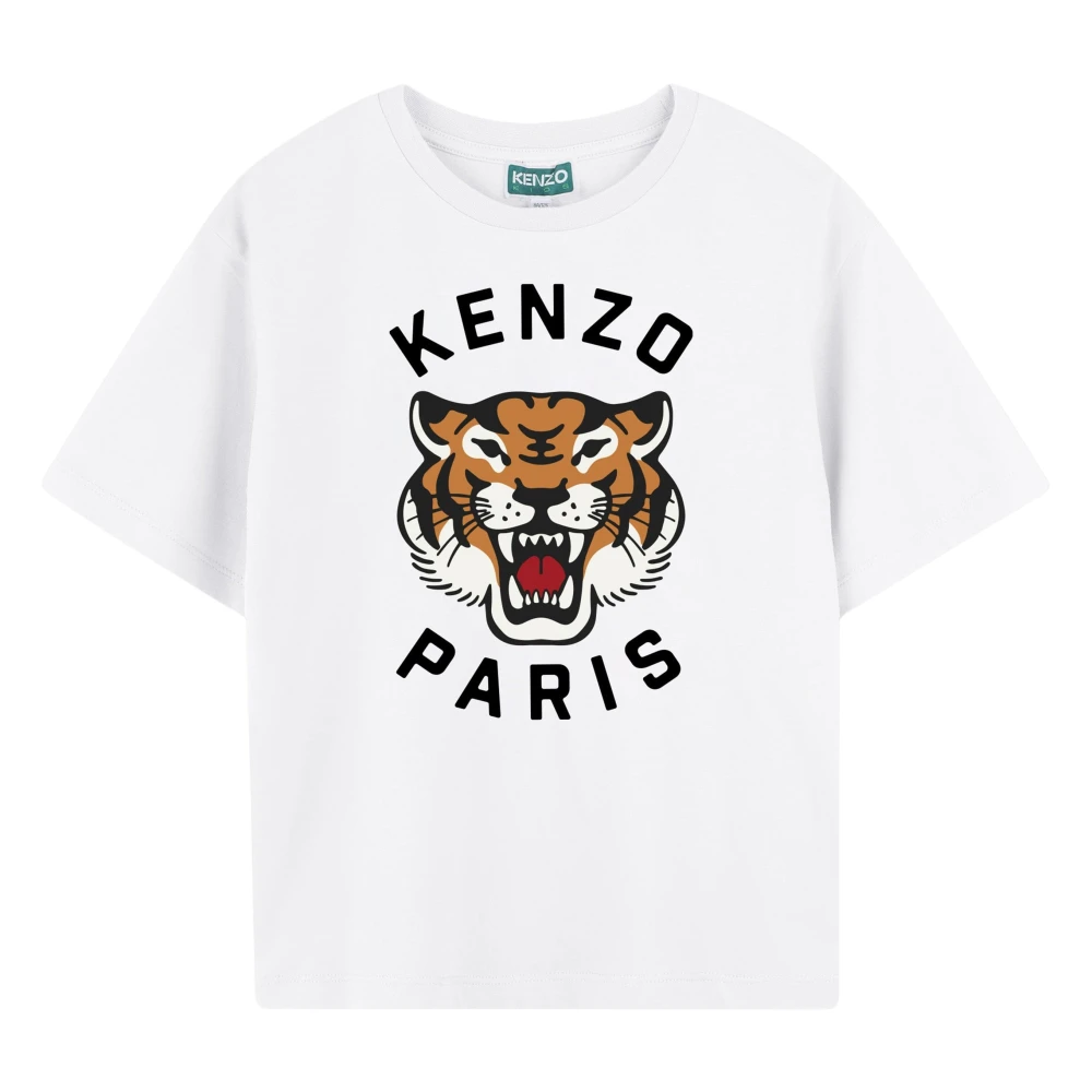 Kenzo Vit Tiger T-shirt för Pojkar White, Pojke