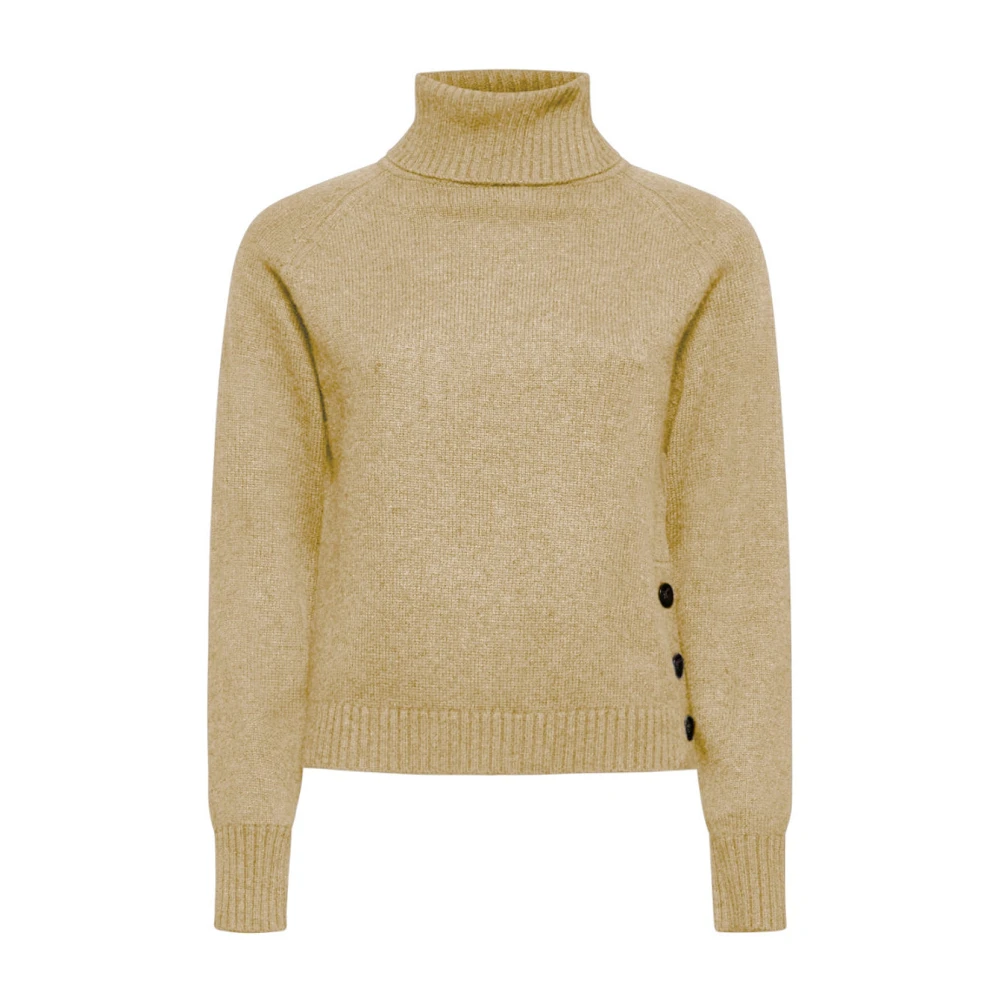 Silvian Heach Donna Beige - Dolcevita Con Bottoni Laterali - Knitwear - L