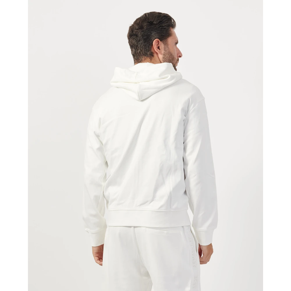 Armani Exchange Witte Hoodie Sweater Rits Logo White Heren