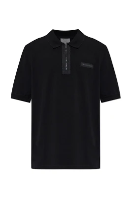 Zip-fastening Logo-Patch Polo Shirt
