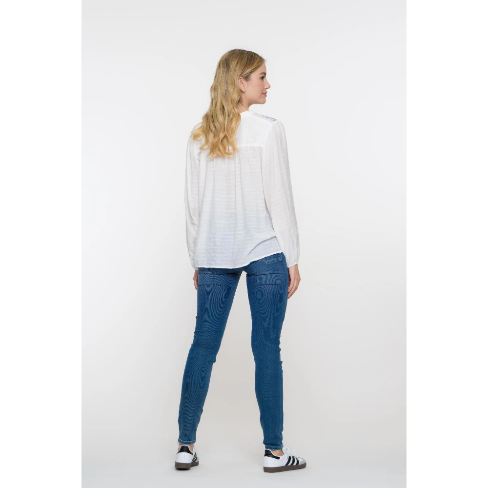 Geisha Geborduurde Blouse White Dames