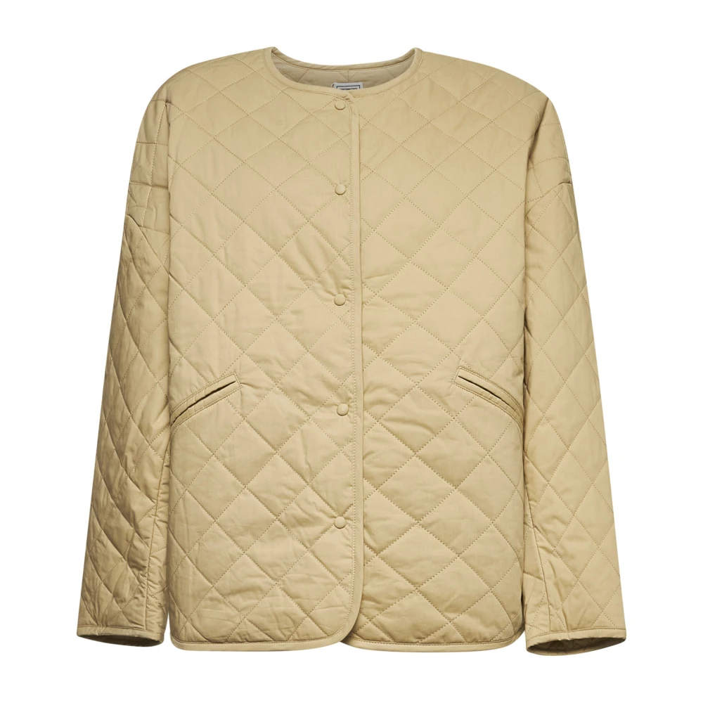 Totême Women's Beige Light Jackets, M, Diamond Quilted Coat