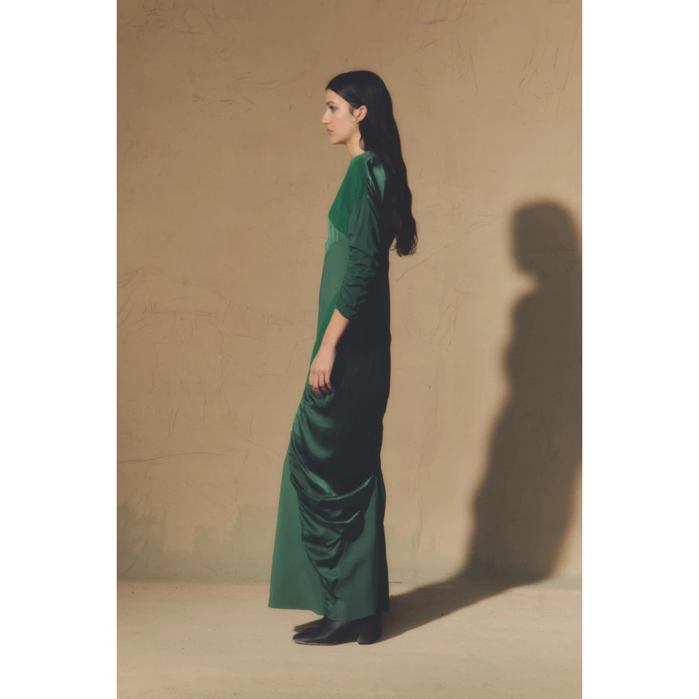 Cortana Collage lang patchwork groene jurk Green Dames