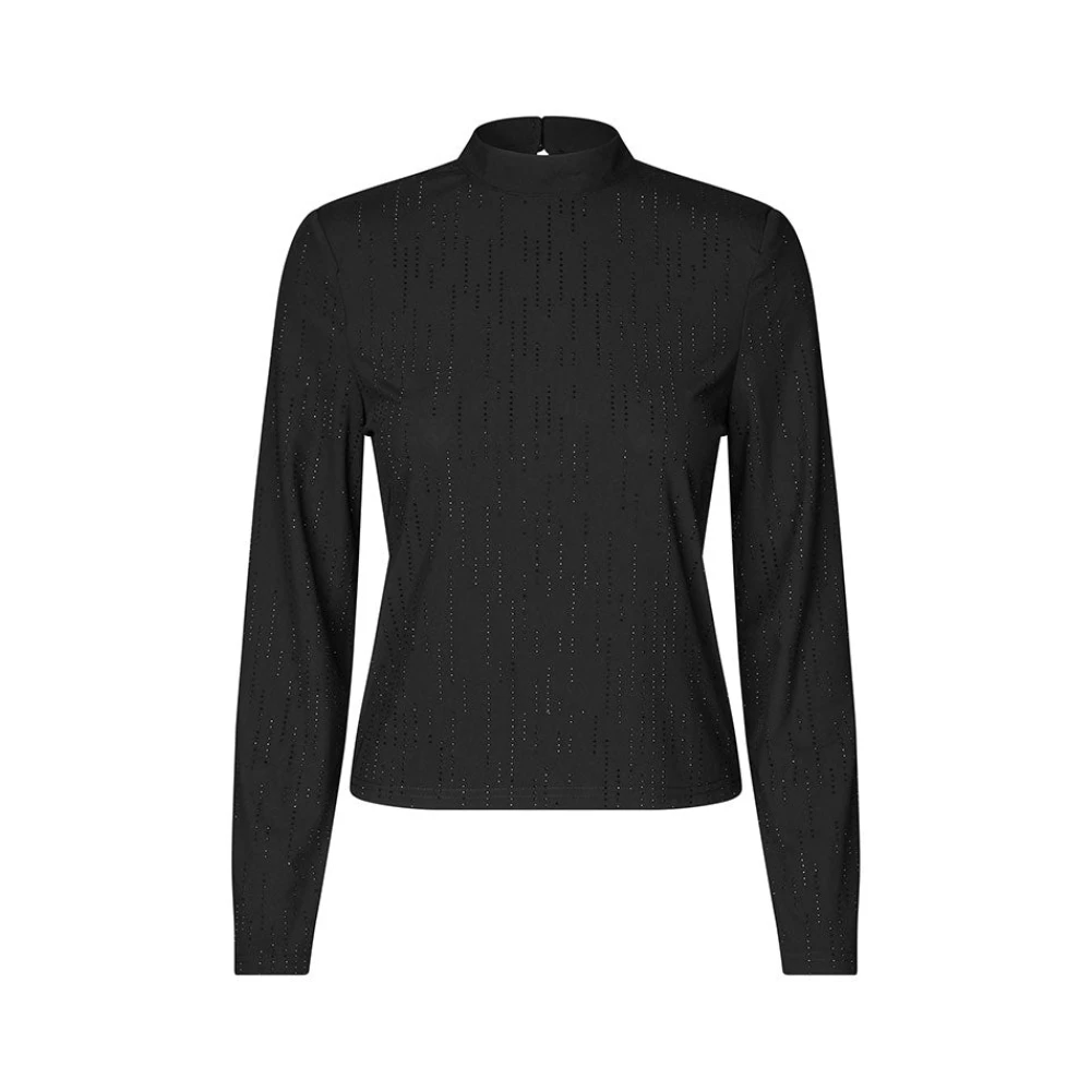 MbyM Gestreepte Lange Mouw Zwarte Top Black Dames