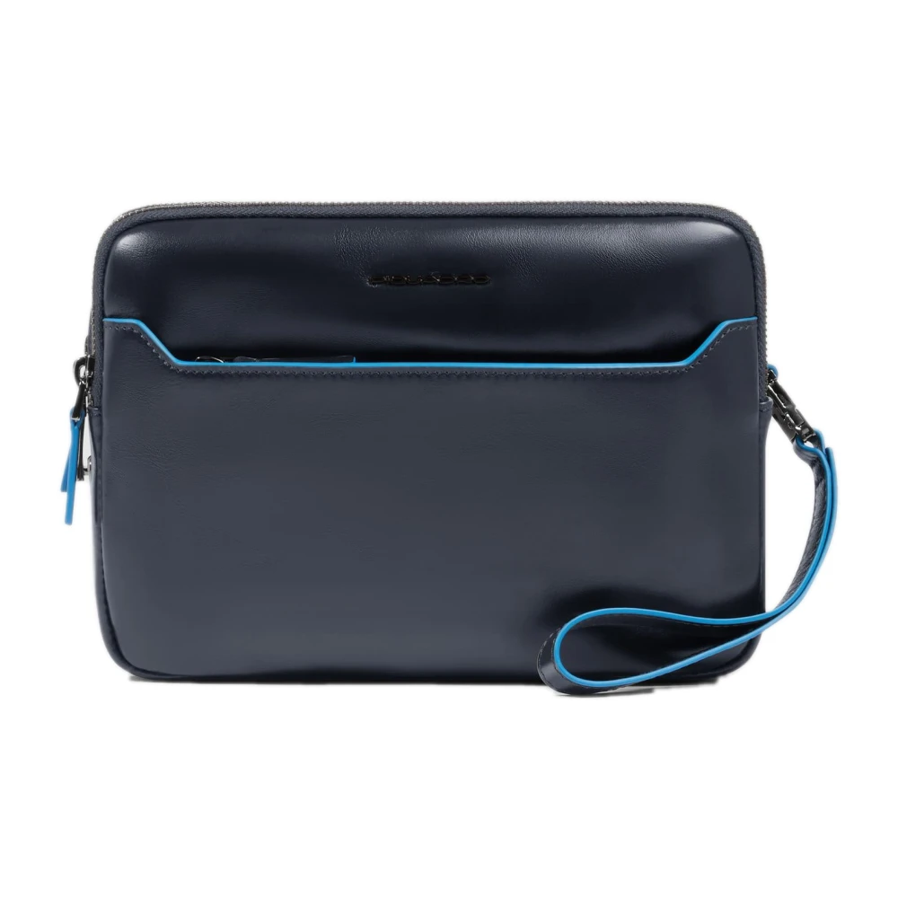 Piquadro Mannelijk Blauw Tassen, Heren, One Size, Leer, Square Pochette